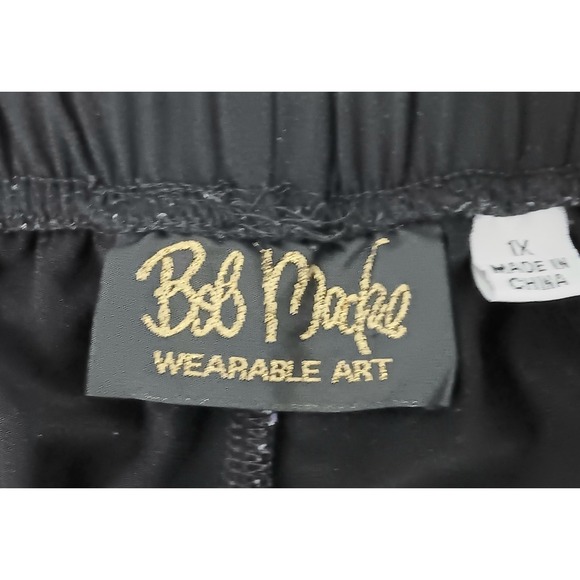 Bob Mackie Pants Women's Size 1X Wide Leg Regular Length Knit Pants Black Preown - Picture 3 of 10